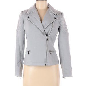 Ann Taylor Knit Moto Jacket in Soft Dove (Grey) Size Small